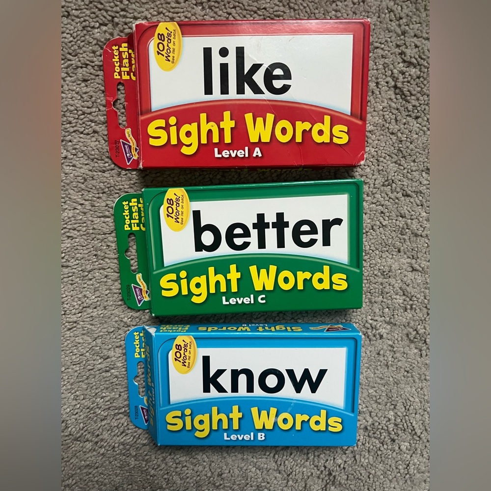 Sight Words Pocket Flash Cards Level A, Level B, and Level C